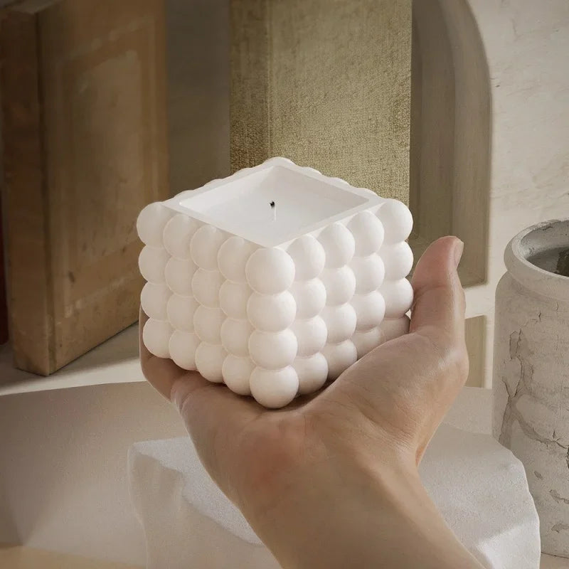White Cube Silicone Candle Mold